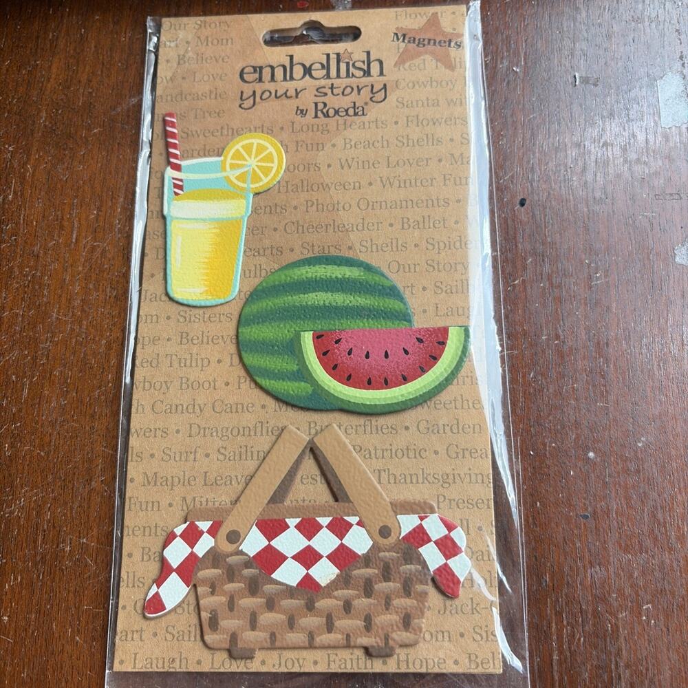 Embellish Your Story Roeda 3 Magnet Set #101342 Picnic basket summer lemonade